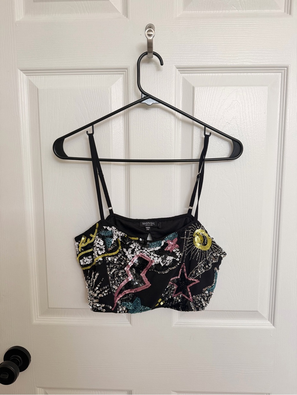 Nasty Gal Black Sequin Embellished Crop Tank & Mini Skirt Set